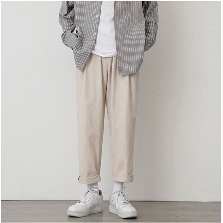 Quần Ống Rộng Ifnicefuture Bằng Cotton Màu Trơn Size Lớn Thời Trang Cho Nam
