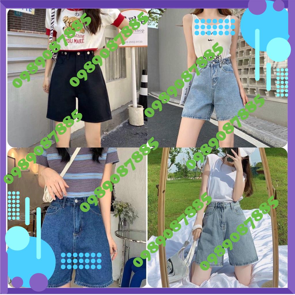 Quần ngố sooc bò jean nữ cạp cao hàng Quảng Châu phong cách Hàn Quốc sành điệu style năm 2021