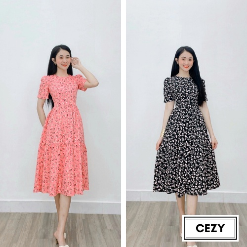 Đầm xòe hoa cổ tròn tay phồng có size bigsize CEZY D63 | BigBuy360 - bigbuy360.vn