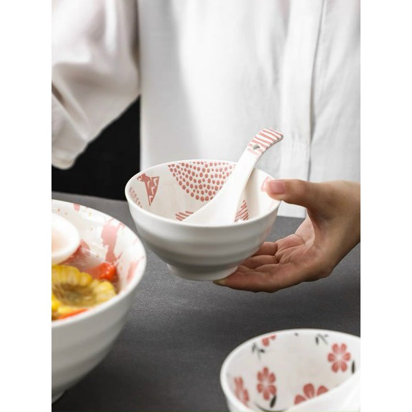 Chén Gốm Sứ Họa Tiết Hoa Văn Phong Cách Bắc Âu 4 món