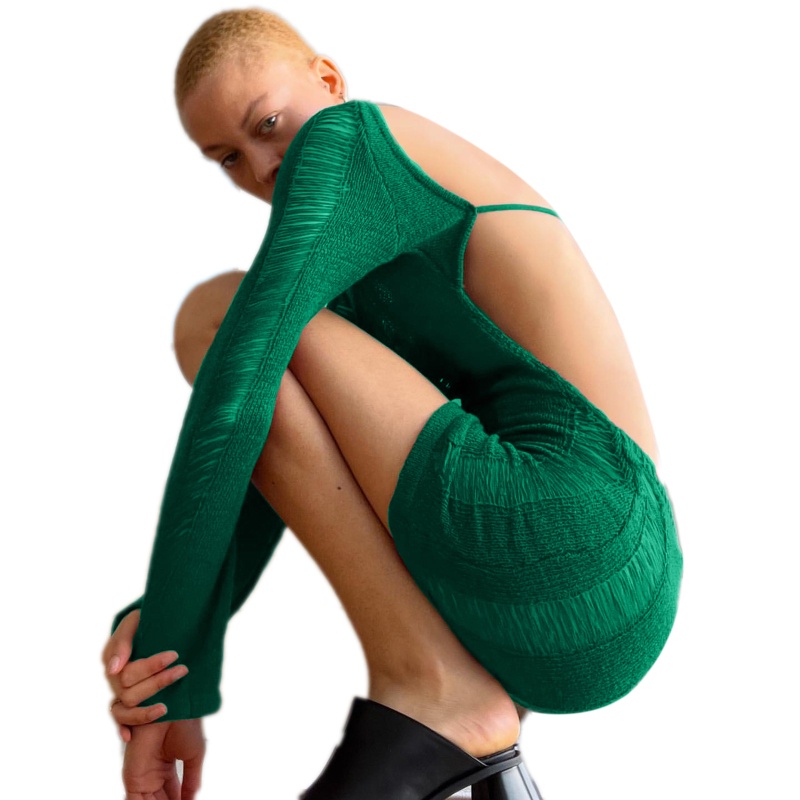 Đầm Body Dệt Kim Tay Dài Thiết Kế Hở Lưng Quyến Rũ