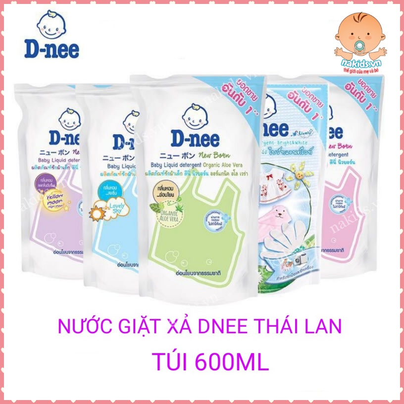 Nước Giặt Xả Dnee Thái Lan 2 Trong 1 - Nước Giặt Quần Áo Sơ Sinh An Toàn Mềm Mại Cho Da Của Bé