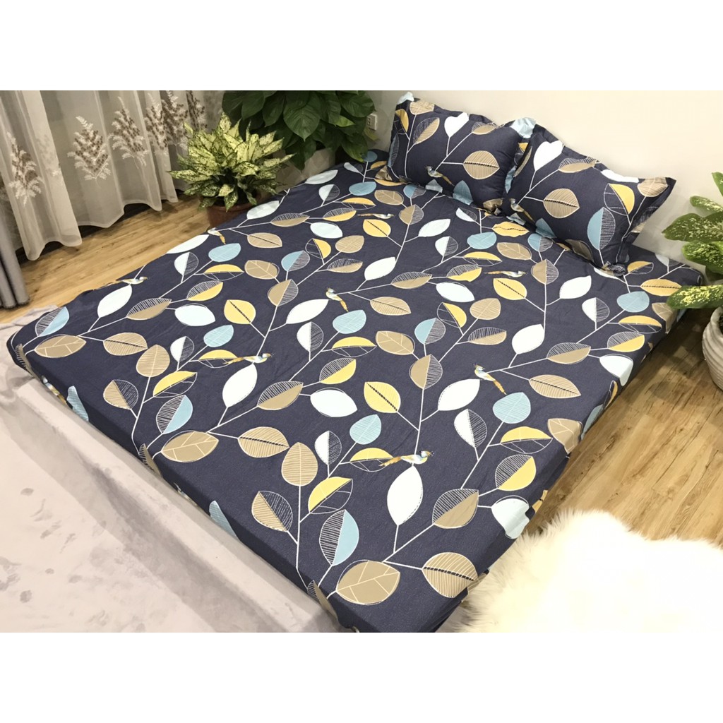 Bộ Ga Gối Mẫu 2021 cotton poly 1m6x2m,1m8x2m-HCM lá đề