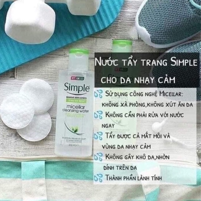 Nước Tẩy Trang Simple Dành Cho Da Nhạy Cảm 200ml