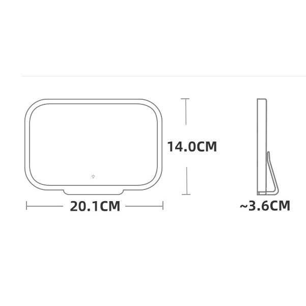 Gương Trang Điểm Ba Cánh Có Thể Sạc Lại Cổng USB Gắn Tấm Che Nắng Xe Hơi