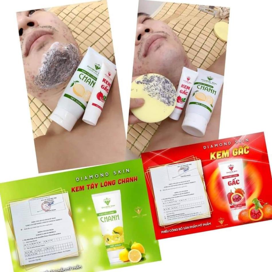 COMBO KEM TẨY LÔNG CHANH GẤC DIAMOND SKIN CHÍNH HÃNG (TRIỆT LÔNG CHANH GẤC DIAMOND SKIN)