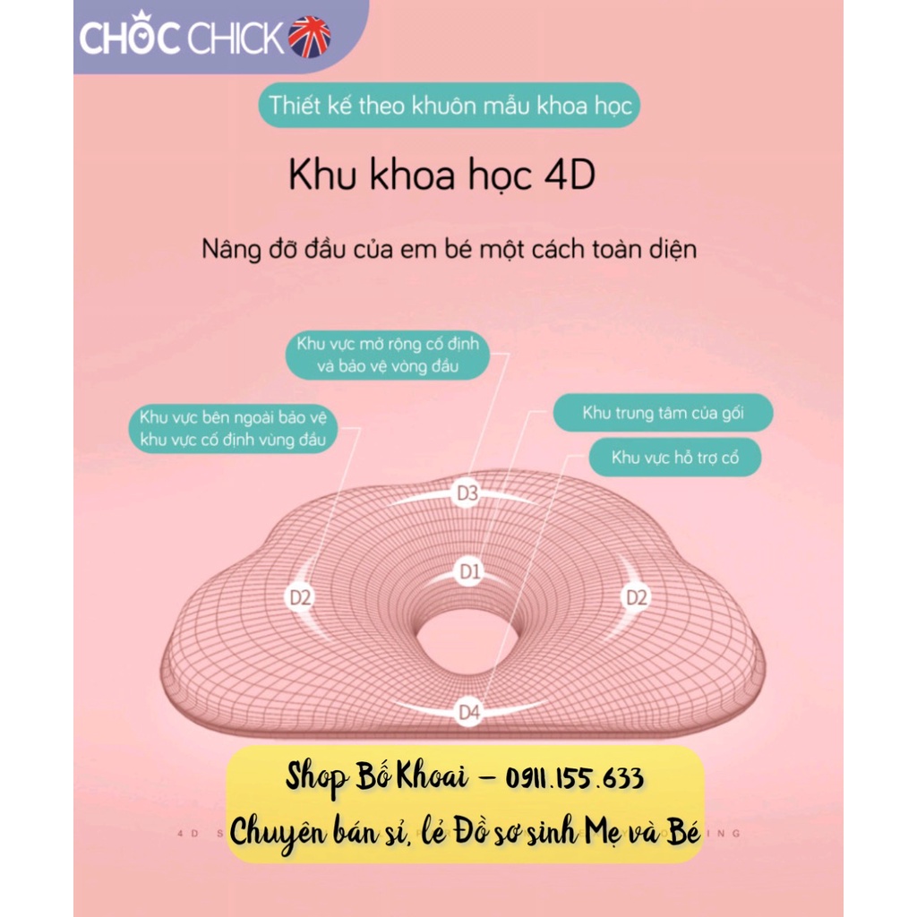 Gối cao su non CHOC CHICK KILUTA - Gối cao su non chống bẹt đầu cho bé hình đám mây - Bố Khoai Store