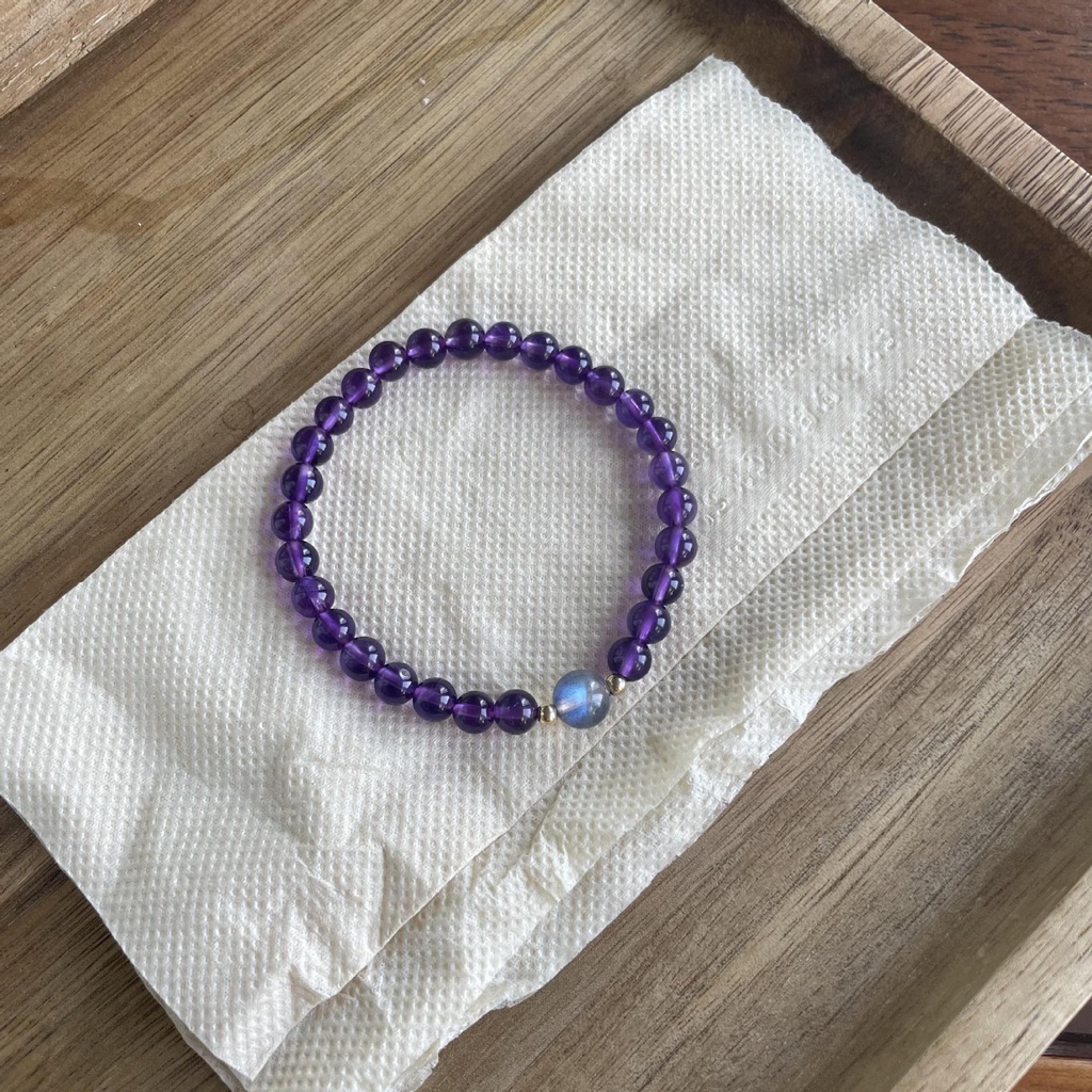 [Hàng Mới] Vòng Tay Chuỗi Hạt Đá Mặt Trăng Màu Xám Thiết Kế Chính Hãng Dành Cho Nữ