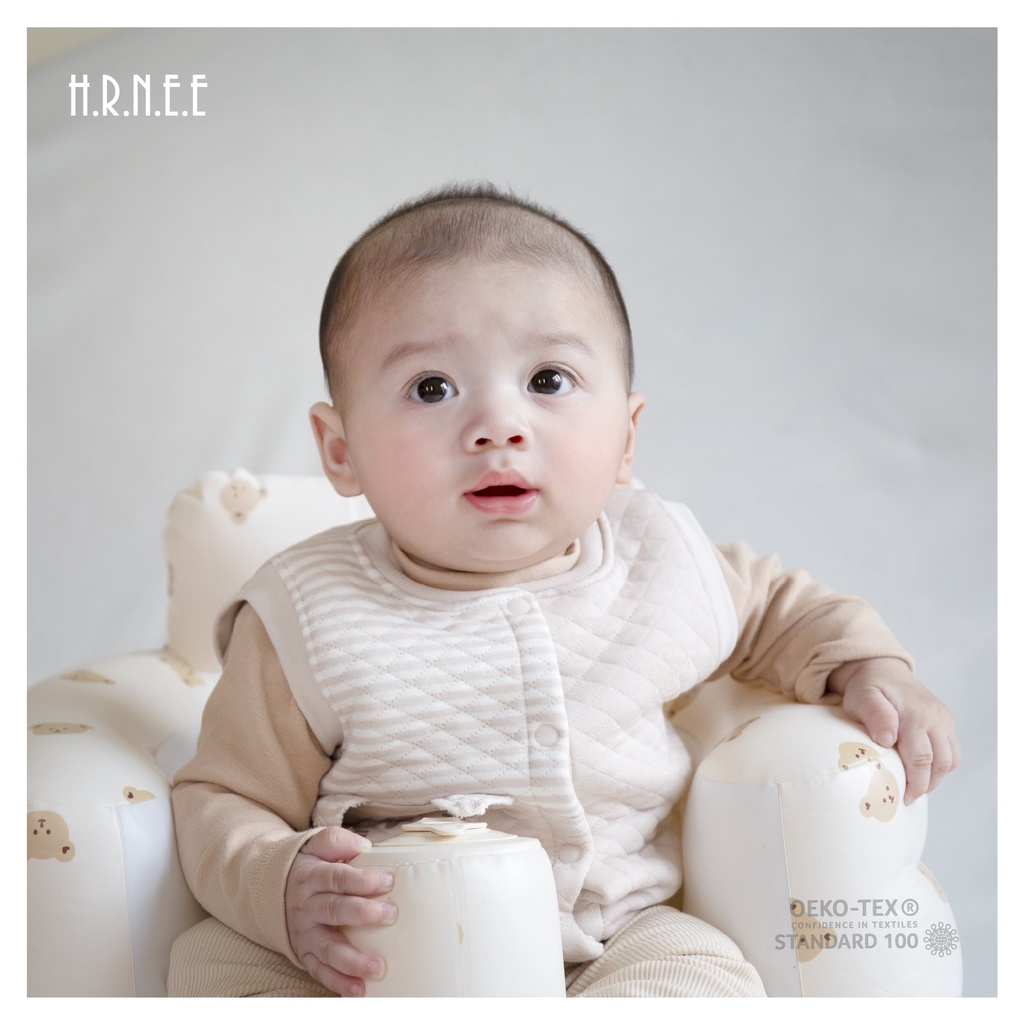 HRNEE Áo Gile Cài Thẳng Trần Bông Cho Bé 6m-3y