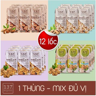 Combo 12 lốc đủ vị sữa hạt nguyên chất 137 degrees - lốc 3 hộp