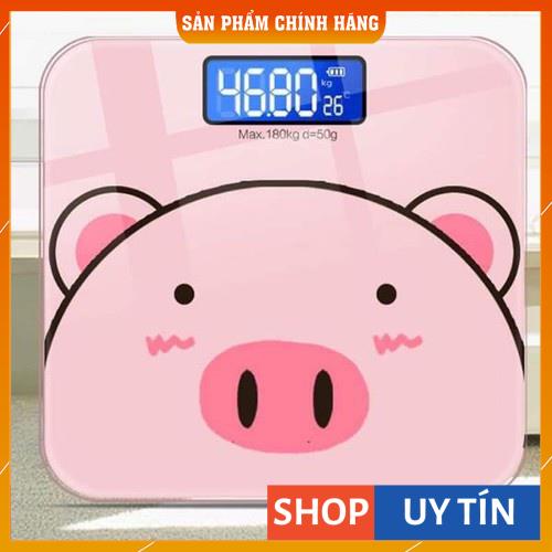 Cân Điện Tử Sức Khỏe Gia Đình Hình Con Heo Màu Hồng Cực Xinh - Tặng kèm pin AAA