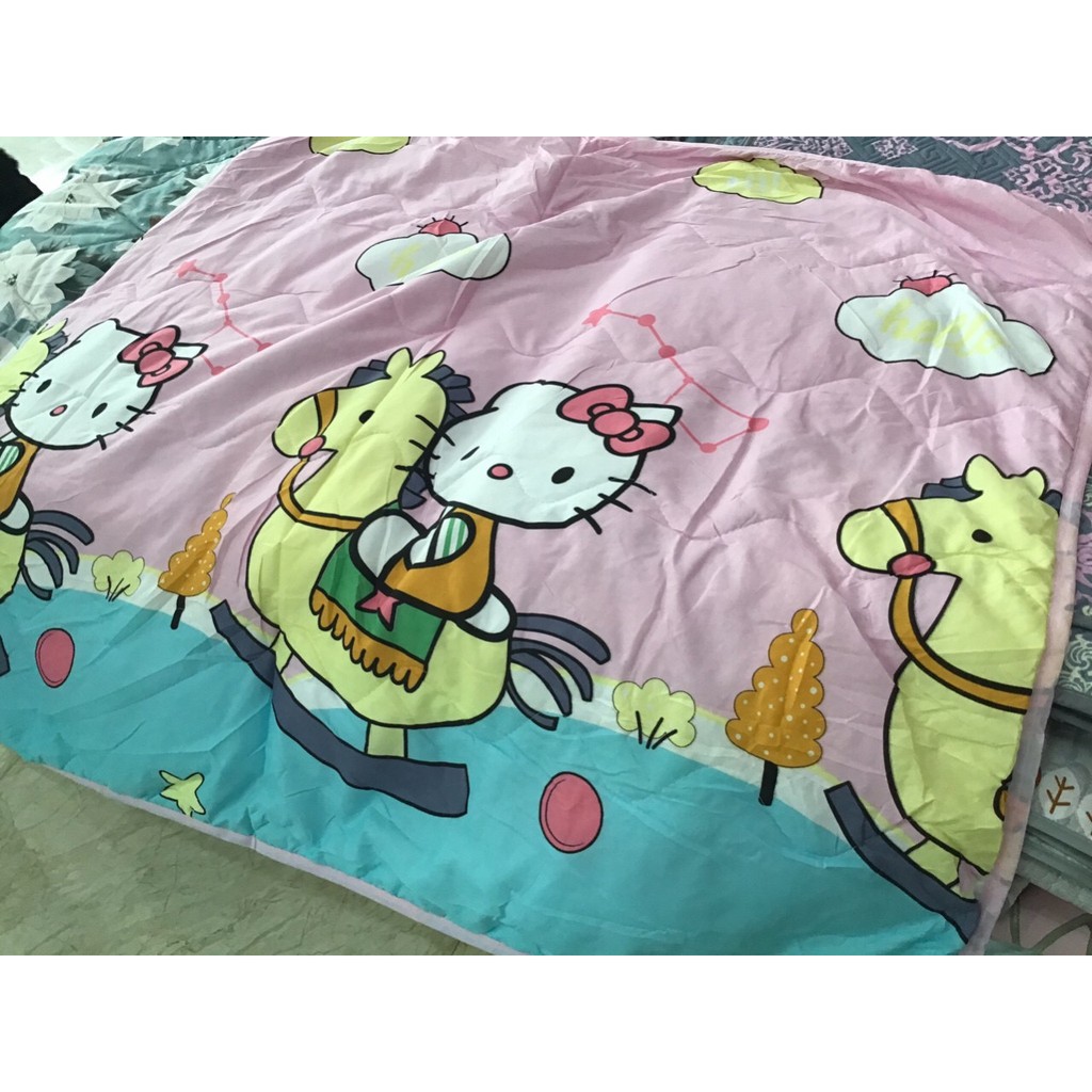 Chăn Cotton Đũi Điều Hòa Cho Bé Mẫu Hoạt Hình Cute giao màu ngẫu nhiên , kích thước 1m5*1m1