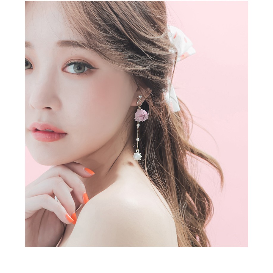 Bông tai nữ hoa hồng khô tòn ten, phiên bản Hàn Quốc