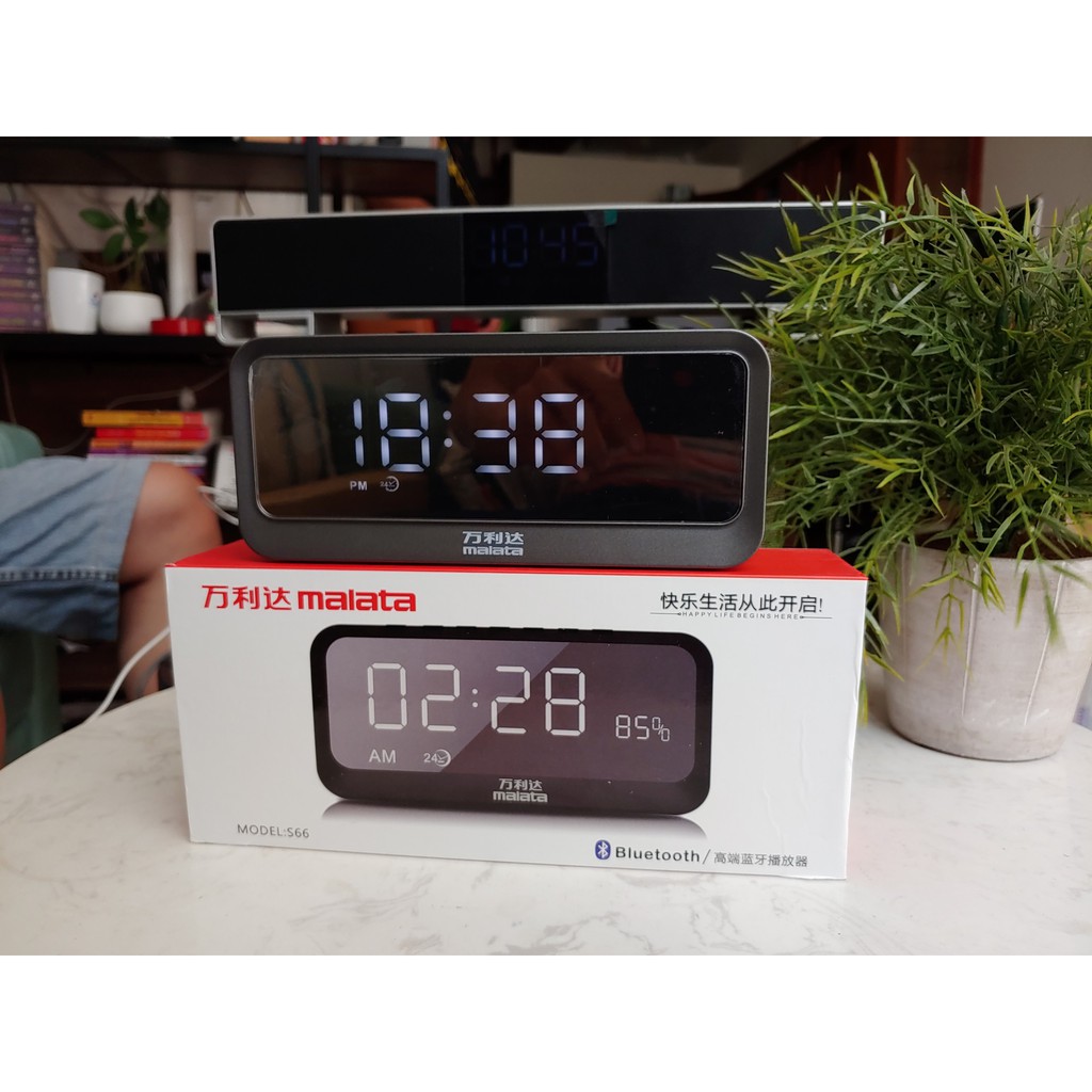 Loa Bluetooth Malata, thiết kế siêu đẹp, báo thức, FM, màn hình LED đồng hồ nét, Gương soi, đèn ngủ, hình thật 100%