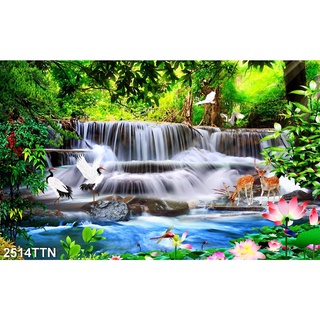 TRANH DÁN TƯỜNG 3D SƠN THỦY HỮU TÌNH, TRANH PHONG CẢNH THIÊN NHIÊN NÚI NON THƠ MỘNG, TRANH THÁC NƯỚC ĐẸP YAN