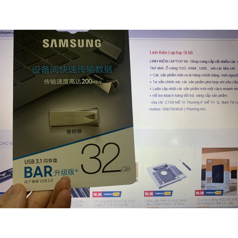 USB 3.1 Samsung BAR Plus 32Gb/ 64GB/ 128GB/ 256GB (tốc độ đọc 300Mb/s)