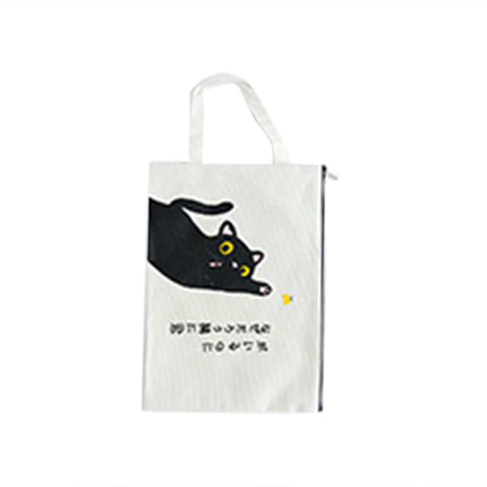 Túi Đựng Tài Liệu Khổ A4 Bằng Vải Canvas Có Khóa Kéo Gắn Tường Họa Tiết Mèo Hoạt Hình Dễ Thương Jp5