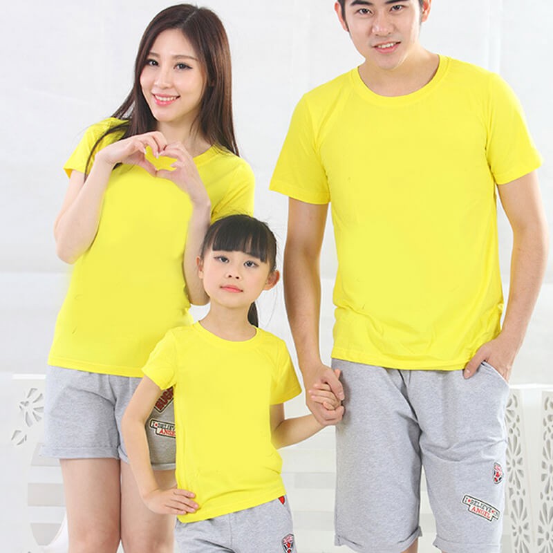 ÁO THUN TRƠN CỔ TRÒN MÀU VÀNG TAY NGẮN NAM NỮ ( CÓ CẢ SIZE EM BÉ ) AVT2-92