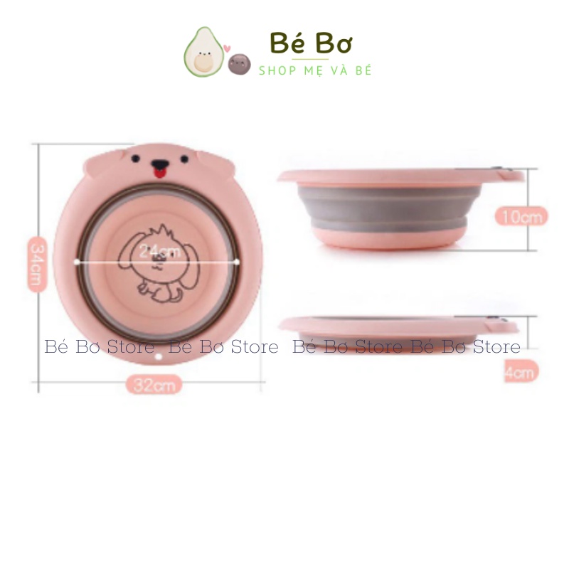 Thau Chậu Rửa Mặt Gấp Gọn Hình Chó Con Dễ Thương Cho Bé, Thau xếp gọn silicon tiết kiệm không gian Bé Bơ Store