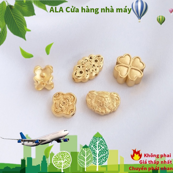 💖Đồ trang sức DIY💖Hạt Tách Cỏ Bốn Lá Khoét Lỗ Lưng Lớn Hình Cỏ Bốn Lá Màu Vàng Cát Mạnh Mẽ【Nắp hạt/ Miếng đệm】