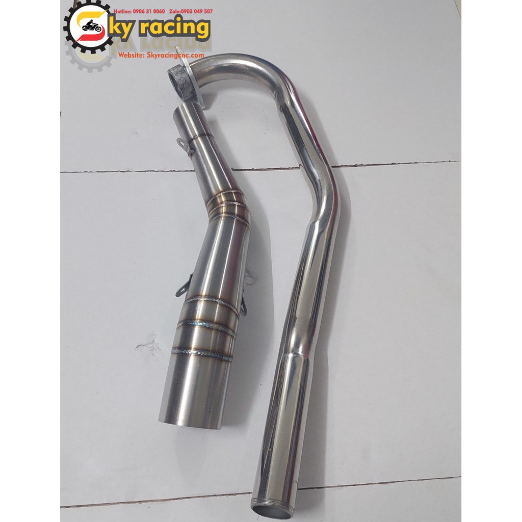 Cổ Lon 2 Khúc Inox  Gắn Pô Tăng Xe Ex135 5 Số (Khúc Đá Thấp) - skyracing