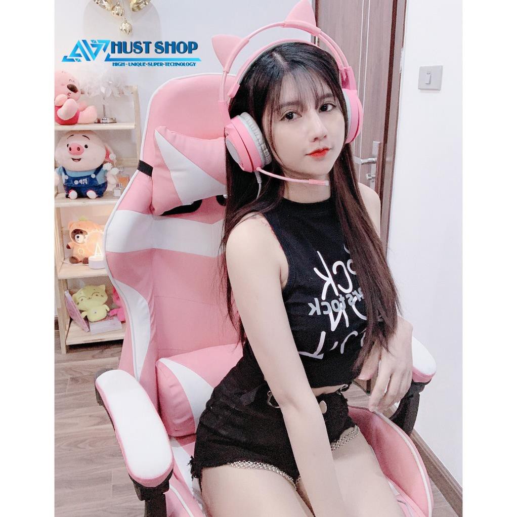 Ghế Gaming Màu Hồng Cho Nữ Streamer chất liệu da PU Cực Bền New 100%