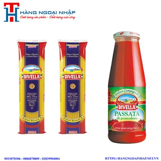 Combo 2 Gói Mì Spaghetti Sợi Tròn Số 8 500Gr Và Sốt Cà Chua Divella