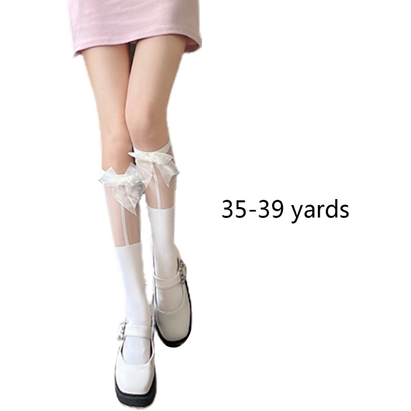 Youyo Vớ Lưới Cao Tới Đầu Gối Phối Ruy Băng Kẻ Sọc Kiểu Lolita Ngọt Ngào Cho Nữ