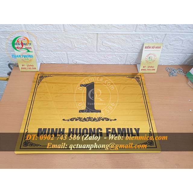 Biển Số Nhà Màu Đồng - Bảng số nhà màu Đồng Inox - Biển công ty màu Đồng - Bảo hành 10 năm