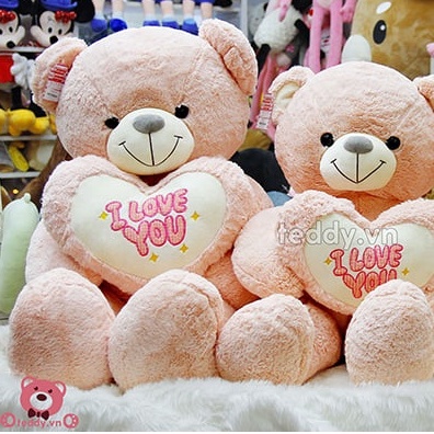 Gấu Bông Teddy Ôm Tim Size 1m1-1m3-1m5 Vải Lông Tuyết Mịn, Hàng Quảng Châu Cao Cấp, Gấu Bông Cute