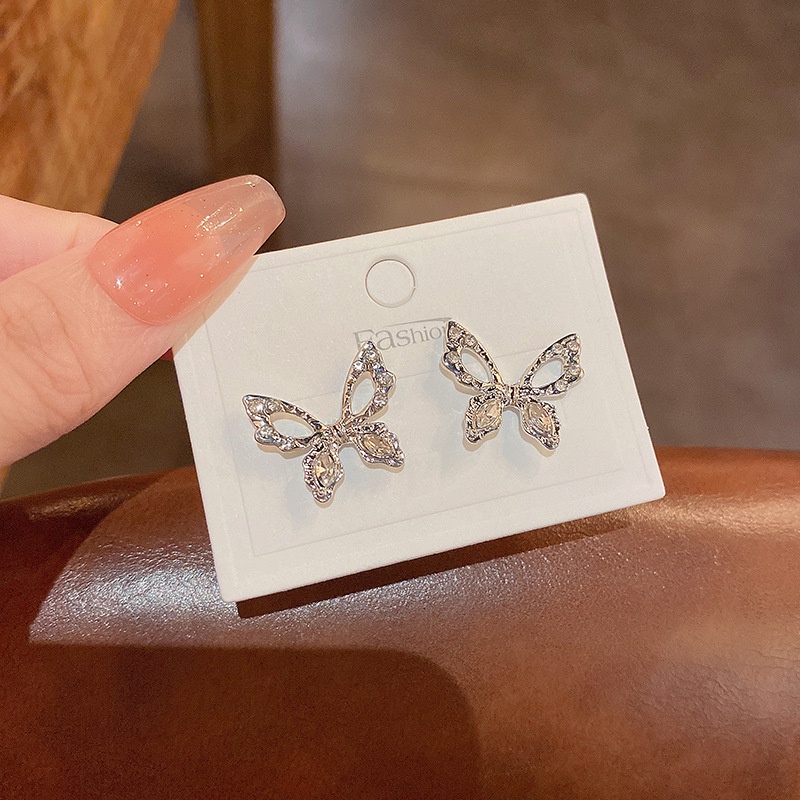 Bông Tai Hình Bướm Bằng Bạc Đơn Giản Sang Trọng Dễ Phối Đồ