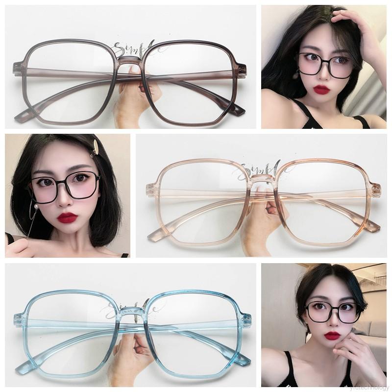 Korean Style Women Retro Net Red Trend Irregular Frame Transparent Flat Mirror Eyewear