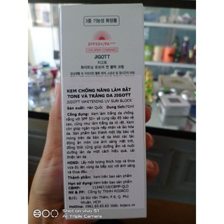 KEM CHỐNG NẮNG JIGOTT (CHỐNG NẮNG VÀ LÀM TRẮNG DA)