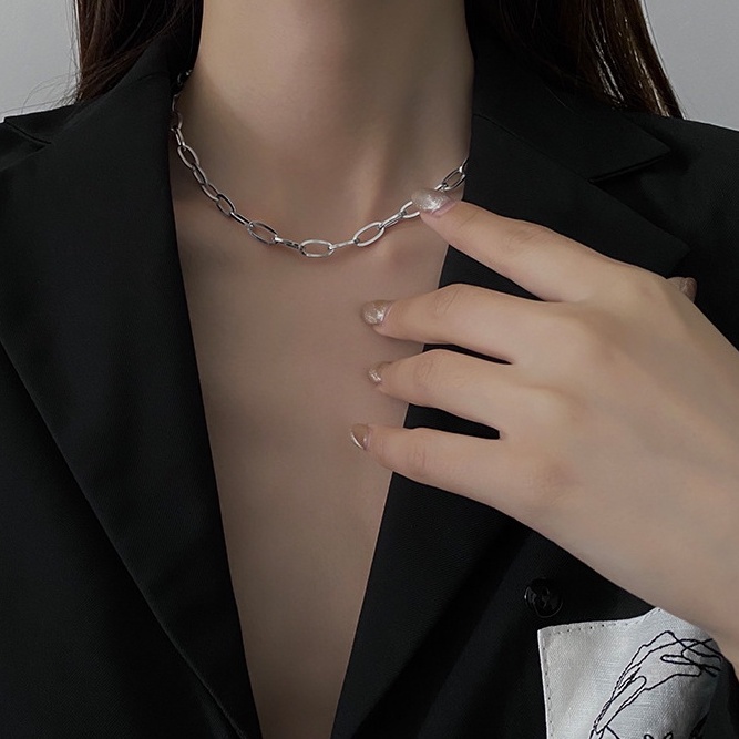 Vòng cổ Trơn Dài Ngắn Đơn Giản (Bạc) Thanh Lịch Và Thời Trang