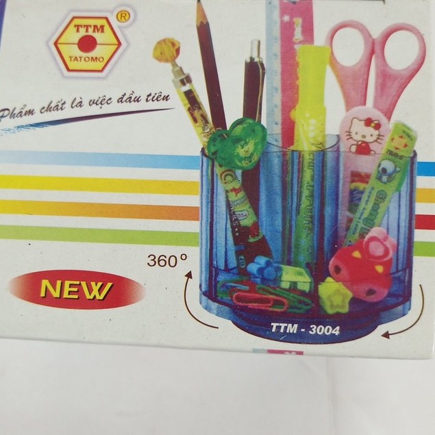 Khay bút cắm bàn 3004 xoay 360 độ giao màu ngẫu nhiên
