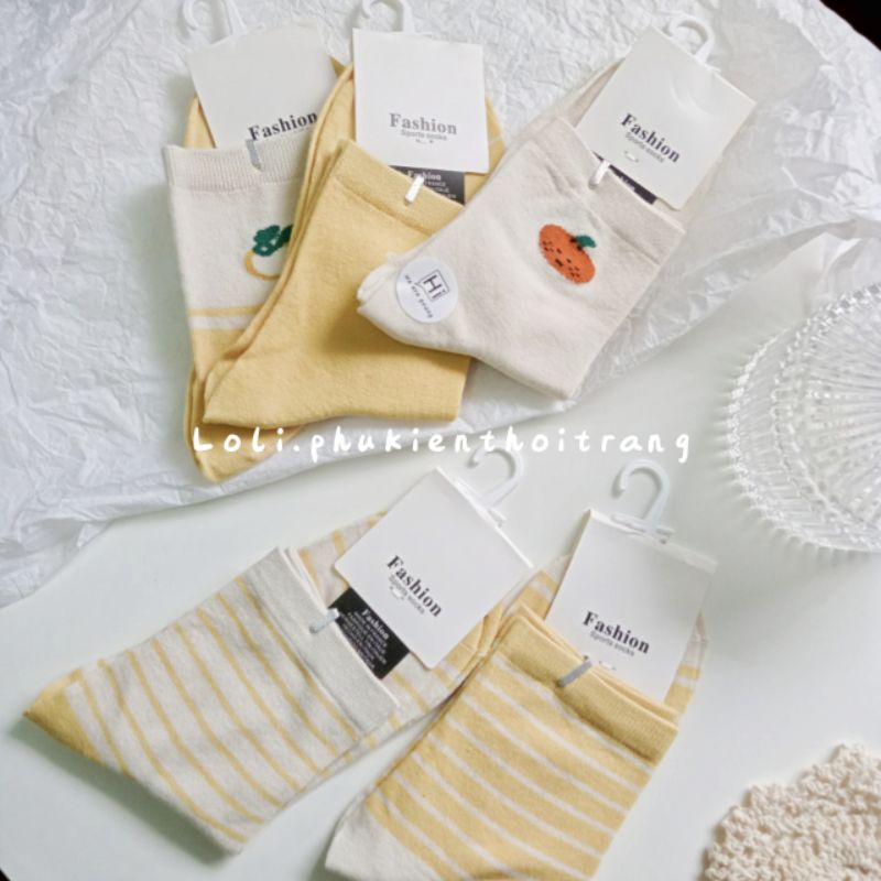 Tất Vớ Nữ Cổ Cao In Hình Dễ Thương Phong Cách Hàn Quốc Cho Nữ (TN026)