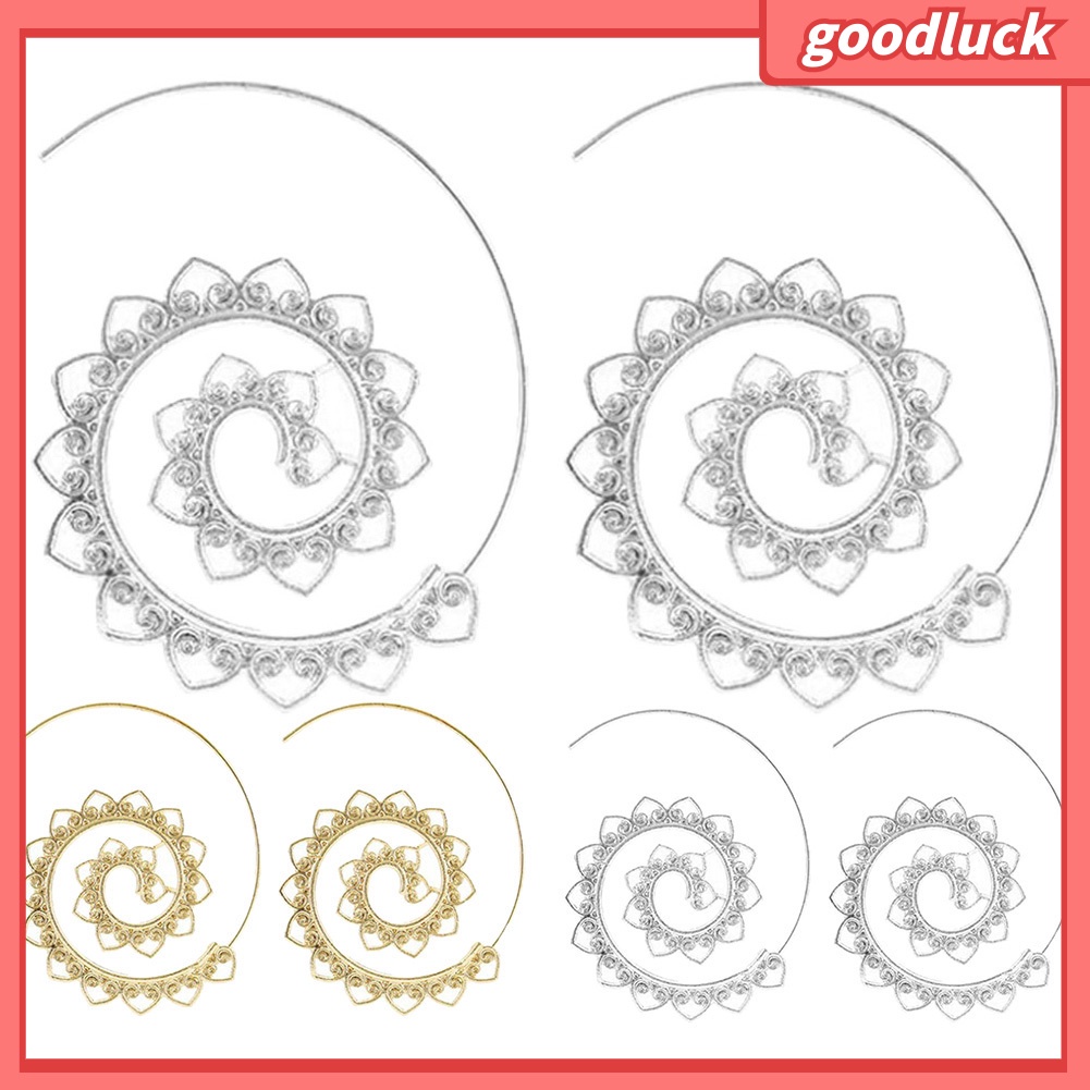 Đôi khuyên tai hình tròn xoắn ốc trang trí trái tim sành điệu cho nữ