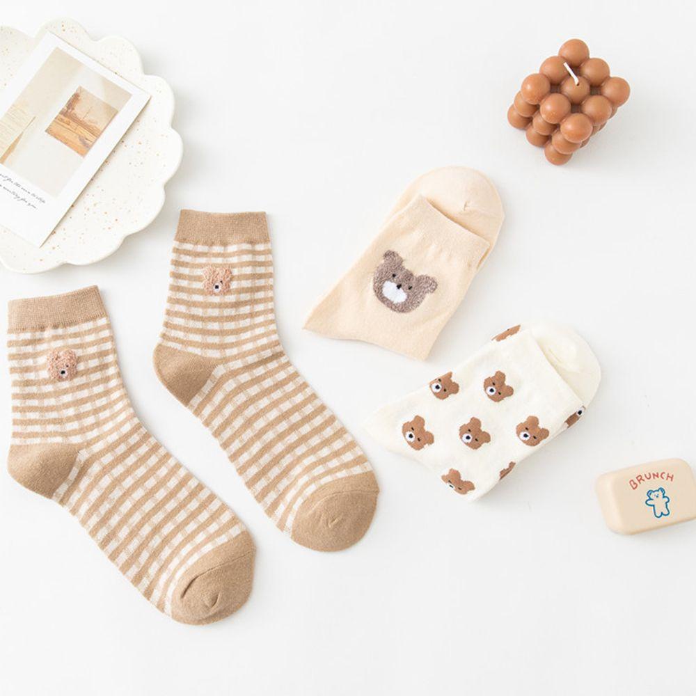 Vớ Ống Trung In Họa Tiết Gấu Hoạt Hình Phong Cách Harajuku Thời Trang Cho Nữ