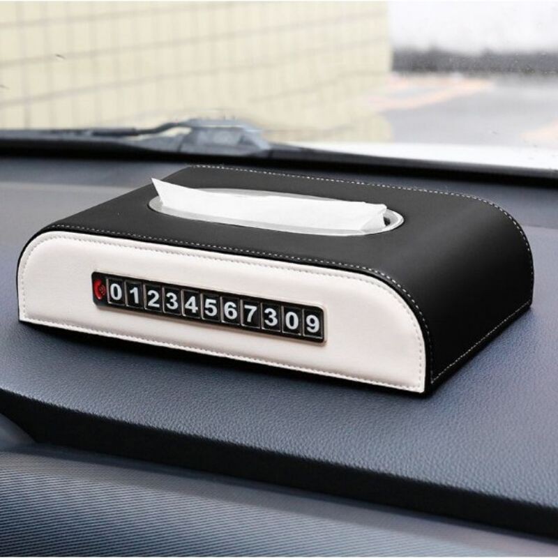 Hộp đựng giấy ăn da cao cấp kèm bảng số điện thoại