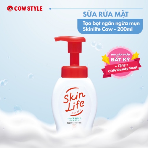 Sữa rửa mặt Cow Style Skinlife tạo bọt ngăn ngừa mụn -200ml