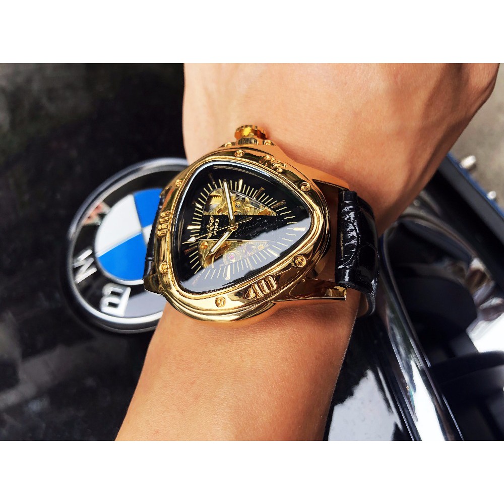 Đồng hồ cơ mặt tam giác mạ vàng thời trang cho nam | BigBuy360 - bigbuy360.vn