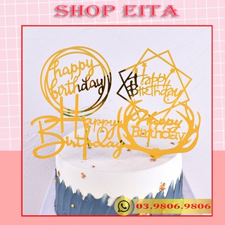 Set 10 que cắm khung happybirthday Mika trang trí bánh kem, trang trí bánh sinh nhật