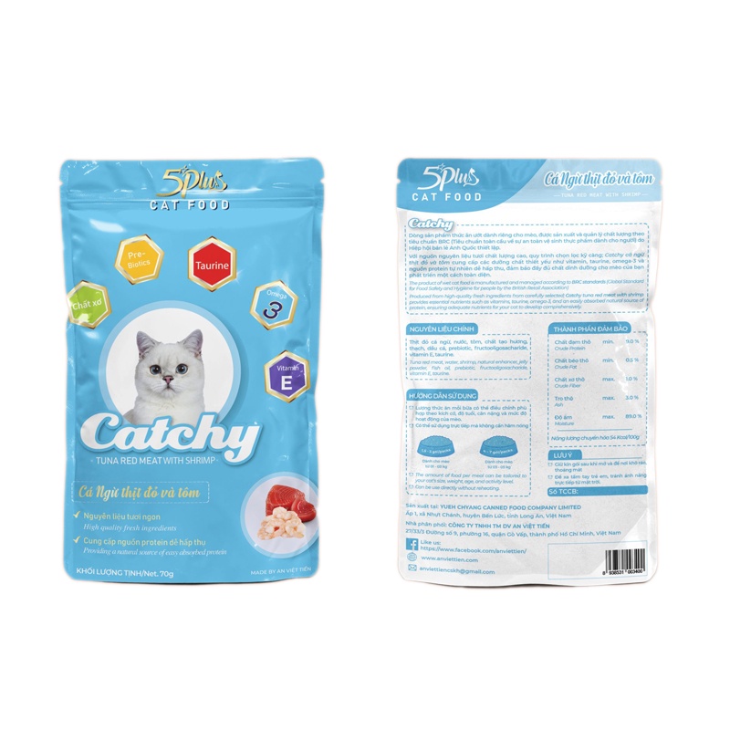 Thức Ăn Cho Mèo Pate Mèo 5Plus CATCHY Cá Ngừ Trong Thạch Dành Cho Mèo Con Bổ Sung Dưỡng Chất - Bobo Pet Shop Hà Nội