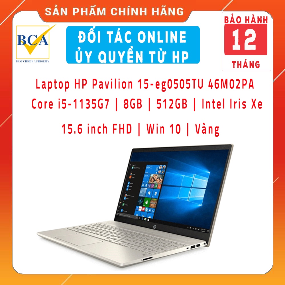 Laptop HP Pavilion 15-eg0505TU 46M02PA (Core i5-1135G7 | 8GB | 512GB | Intel Iris Xe | 15.6 inch FHD | Win 10 | Vàng)