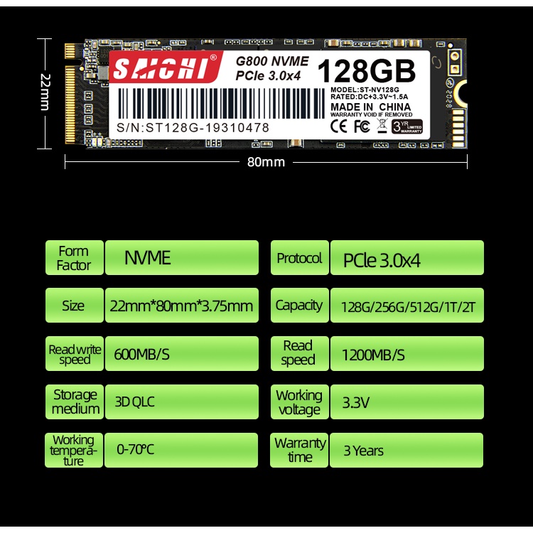Ổ Cứng Ssd G800 Nvme 128gb 256gb Ssd Pcie 3.0 X4 Nvme 3d Tlc / Qlc | BigBuy360 - bigbuy360.vn