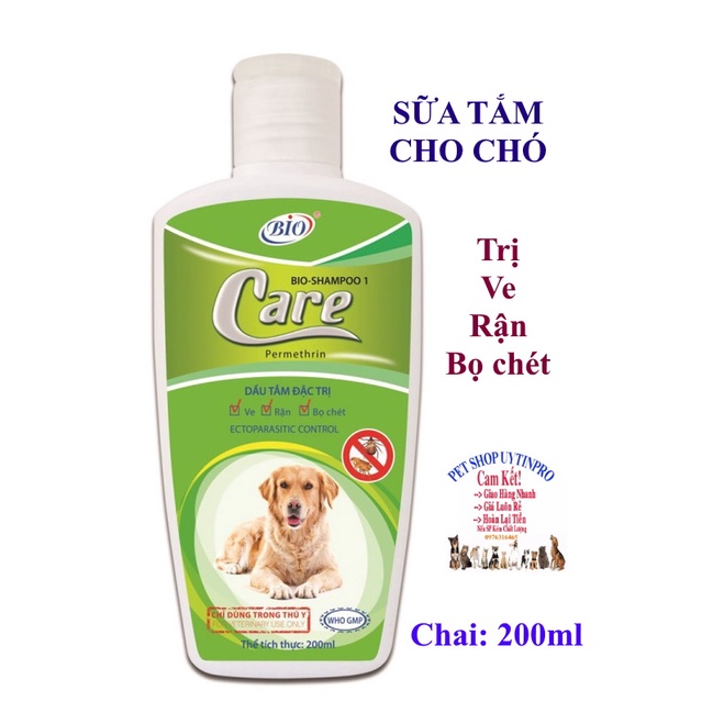 SỮA TẮM TRỊ VE RẬN BỌ CHÉT CHO CHÓ THÚ CƯNG PET Bio Care Shampoo 1 chai 200ml