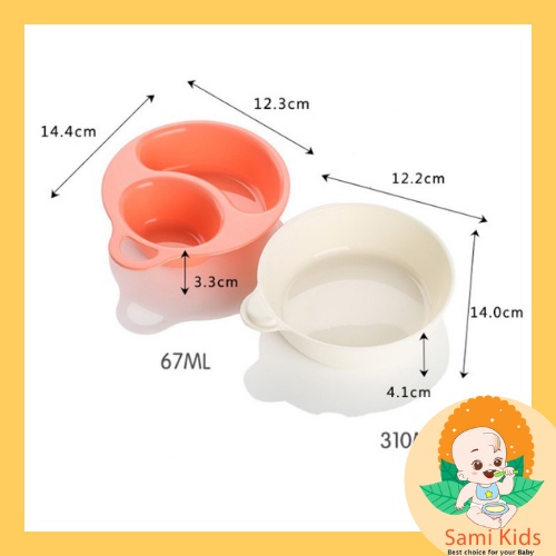 Bát ăn dặm chia ngăn 2 tầng Paku Inomata, chén ăn dặm chia ngăn cho bé ăn cơm Nhật Bản SAMI KIDS