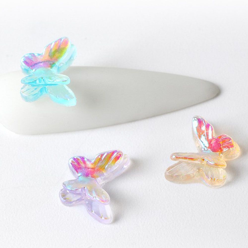 [Hàng mới về] Hạt phụ kiện trang trí móng tay hình bướm bằng nhựa resin nhiều màu sắc thời trang DIY