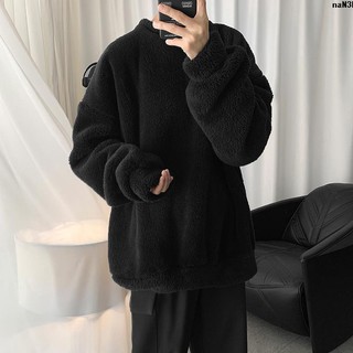 Áo Len Lông Cừu Dày Dặn Cổ Tròn Dáng Rộng Phong Cách Thu Đông Cho Nam