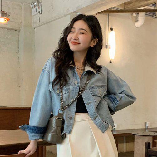 Honypove Áo Khoác Denim Dáng Ngắn Phong Cách Hàn Quốc Cá Tính Dành Cho Nữ